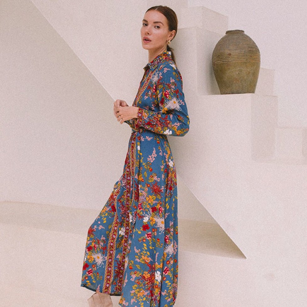 fall bridal shower dress guest Fall Floral Dress main image 0