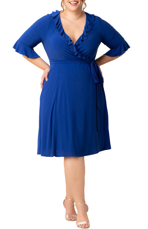 Print Dress Wrap Midi Dress Size 18 Below Knee Royal Blue Plus Size Dress Print Dress Wrap Midi Dress Size 18 Below Knee Royal Blue Plus Size Dress