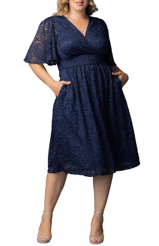 navy blue cocktail dress lace Fable Lace Cocktail Dress - Nocturnal Navy