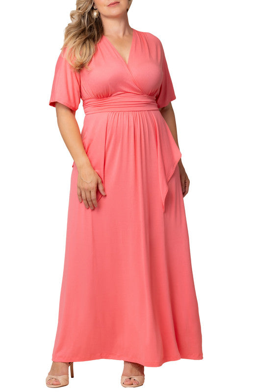 coral pink dress plus size Coral Pink Bridesmaid Dress Chiffon Size 2X