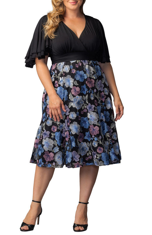 Lillian Embroidered Cocktail Dress - Floral Frolic