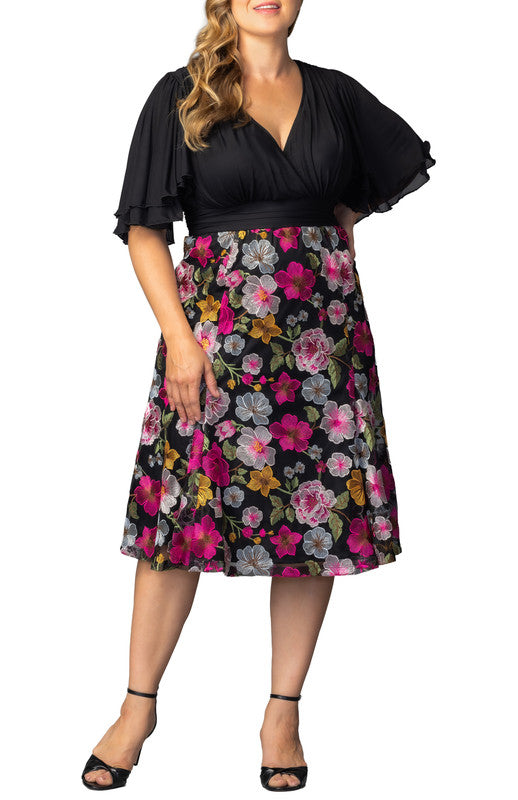 plus size floral cocktail dresses Magnolia Place Plus Size Emerald Floral Jacquard Midori Swing Dress