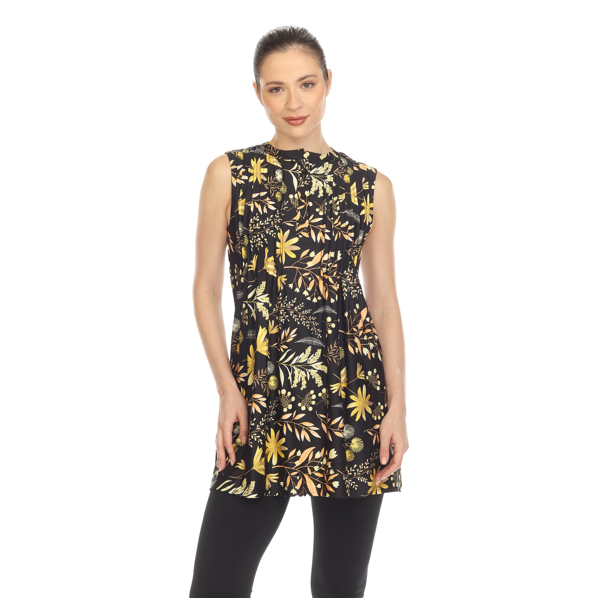 Black Floral Sleeveless Tunic Top Dressbarn Black Floral Sleeveless Tunic Top Dressbarn