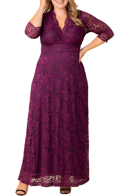 Berry Bliss Maria Lace Evening Gown - Plus Berry Bliss / 5X Berry Bliss Maria Lace Evening Gown - Plus Berry Bliss / 5X