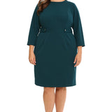 3/4 Sleeve Sheath With Buttons - Plus - DressbarnDresses