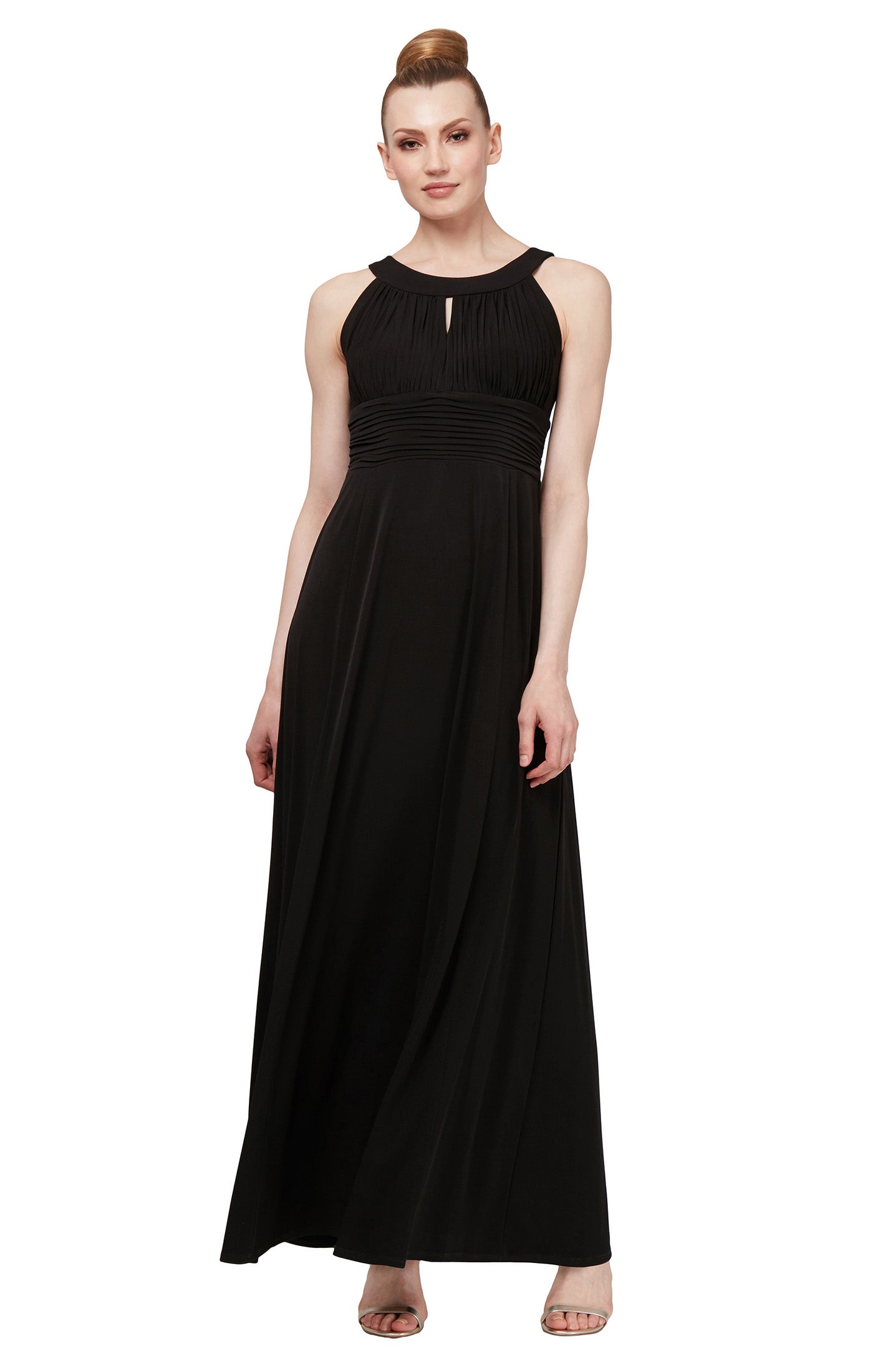 black keyhole halter dress Black Slinky Knit Dress - Sash Maxi Dress - Halter Backless Maxi