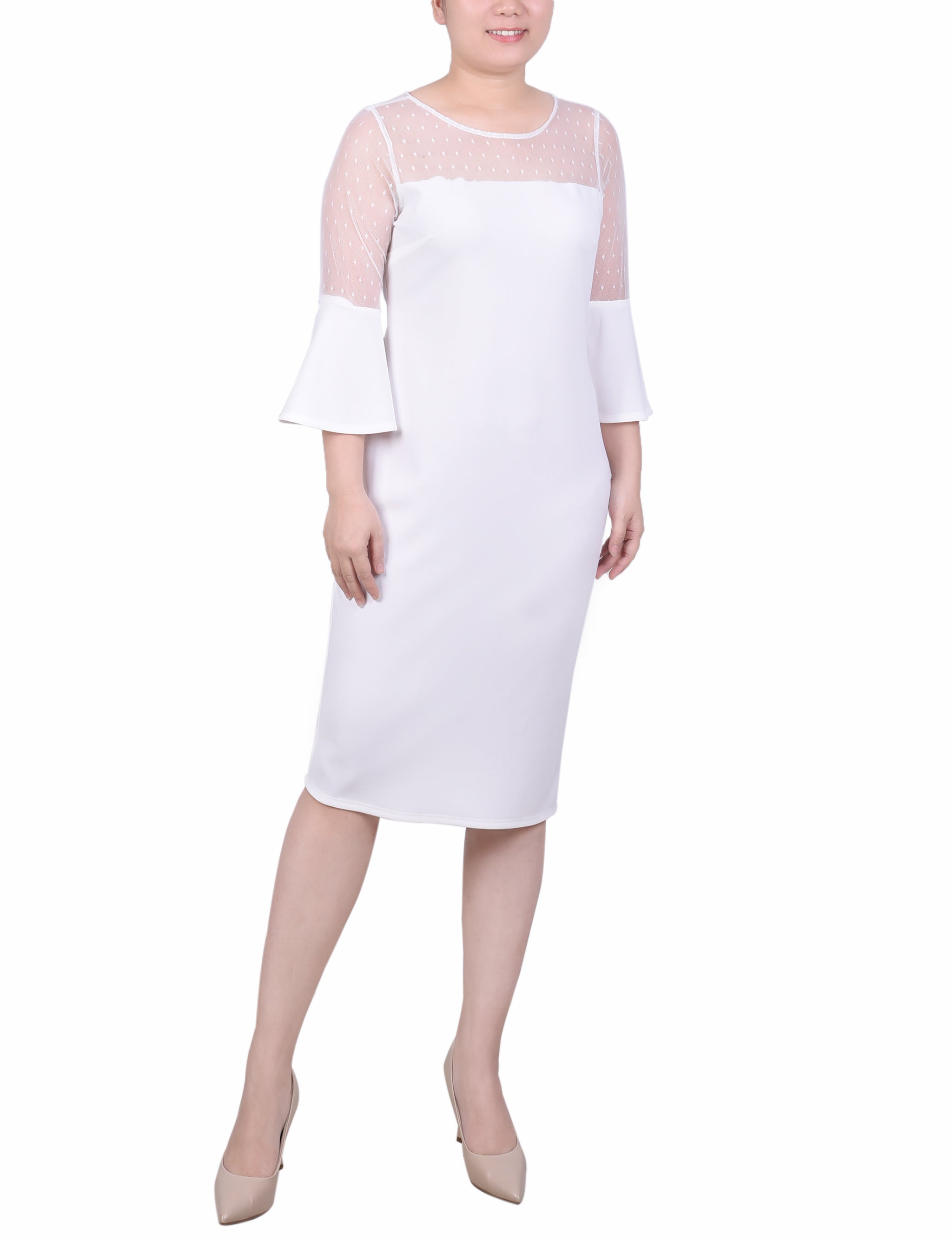 Ivory Illusion Neck Scuba Dress Dressbarn Ivory Illusion Neck Scuba Dress Dressbarn