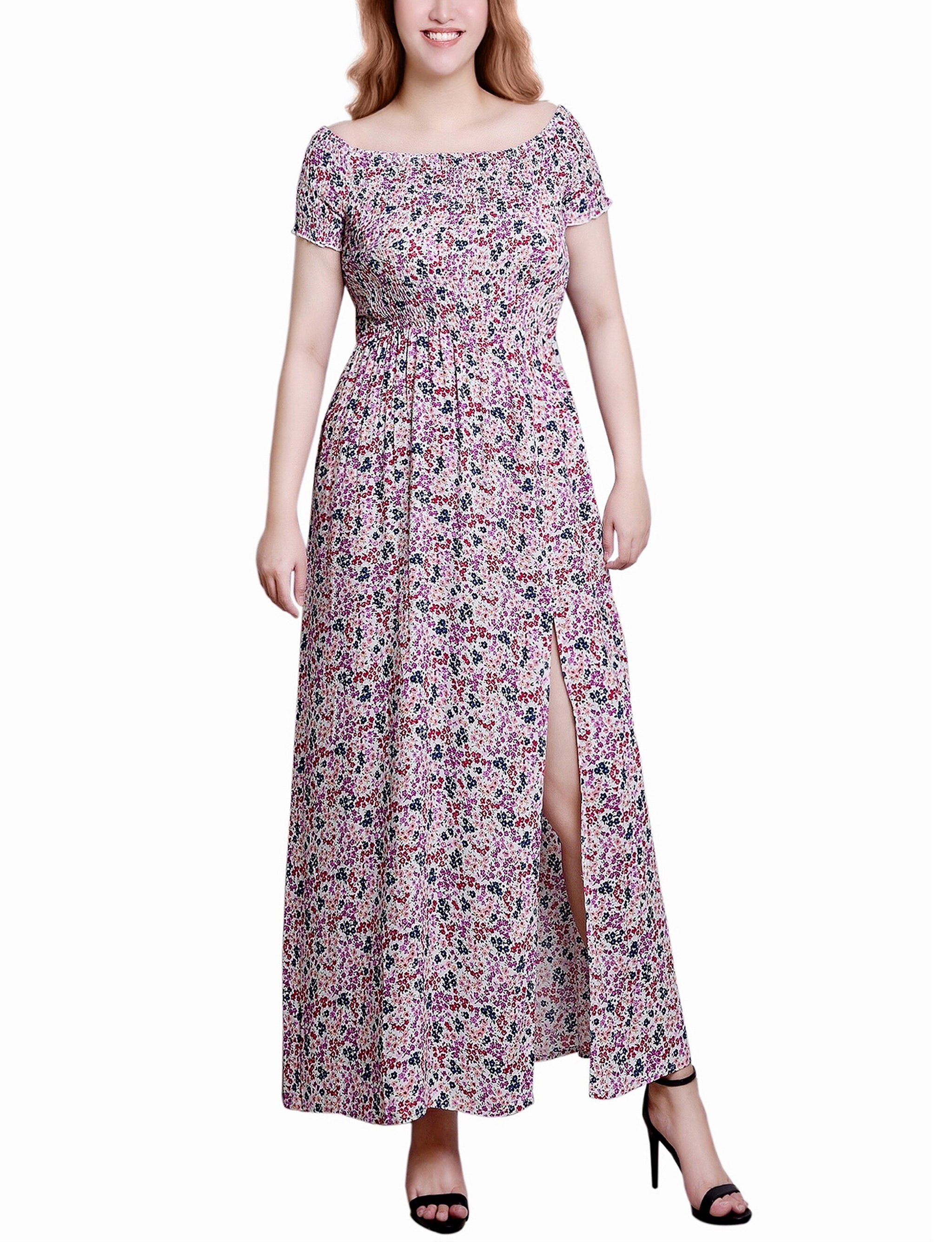 Ivory Disty Flrl Smocked Bodice Maxi Dress – Dressbarn Ivory Disty Flrl Smocked Bodice Maxi Dress – Dressbarn