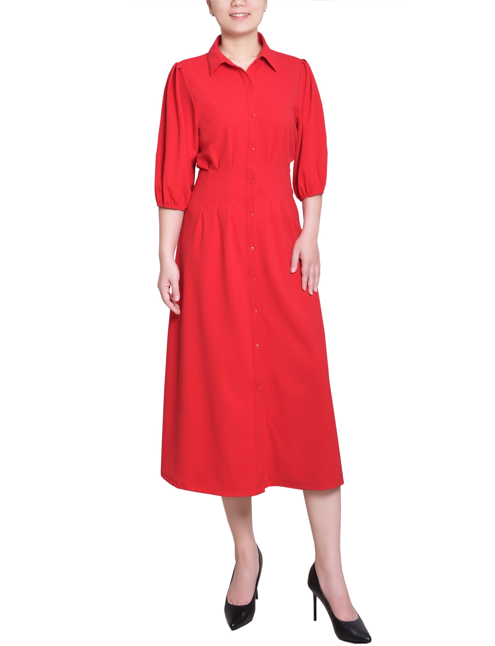 Fire Red Elbow Sleeve Midi Dress Fire Red Elbow Sleeve Midi Dress