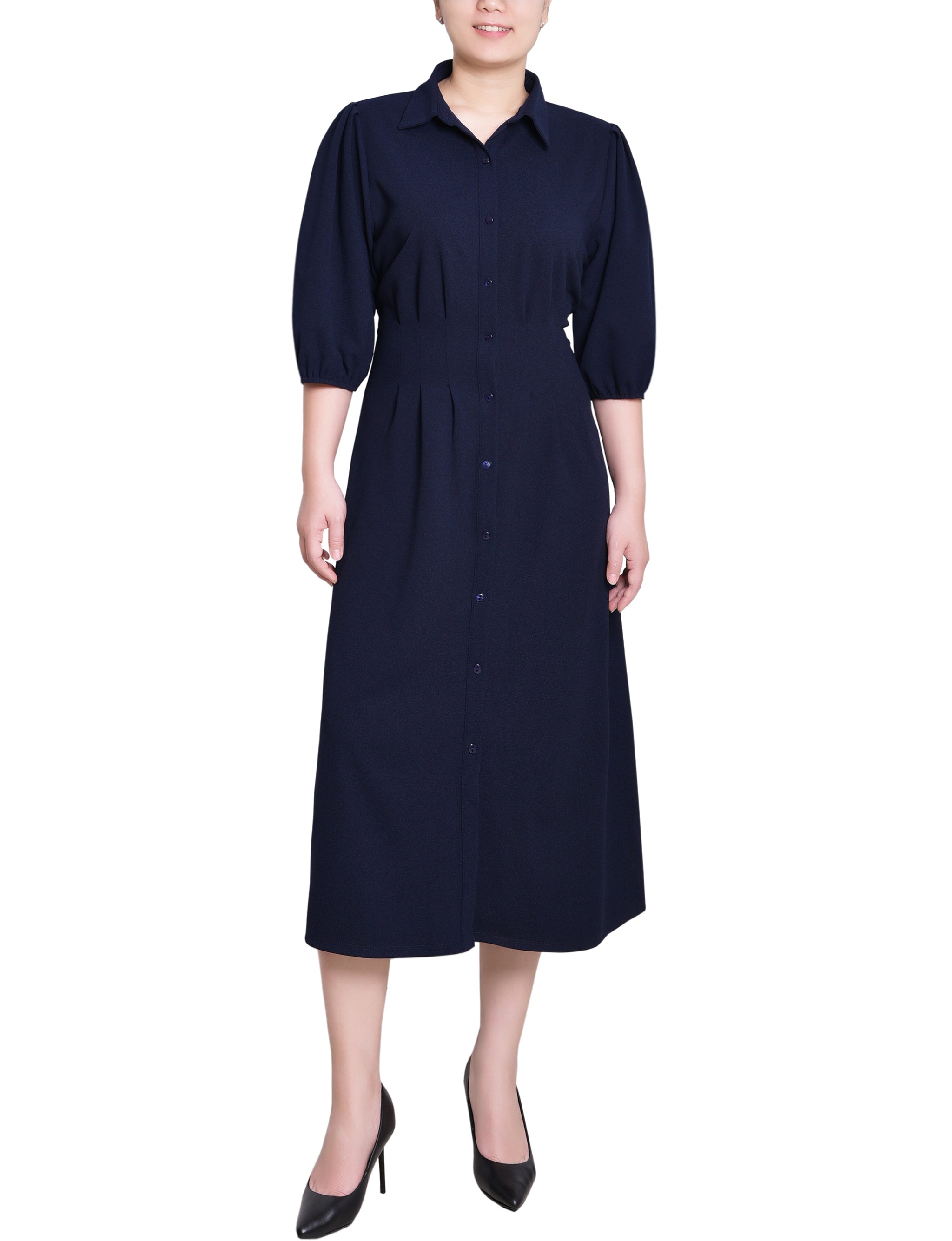Navy Elbow Sleeve Midi Dress Dressbarn Navy Elbow Sleeve Midi Dress Dressbarn