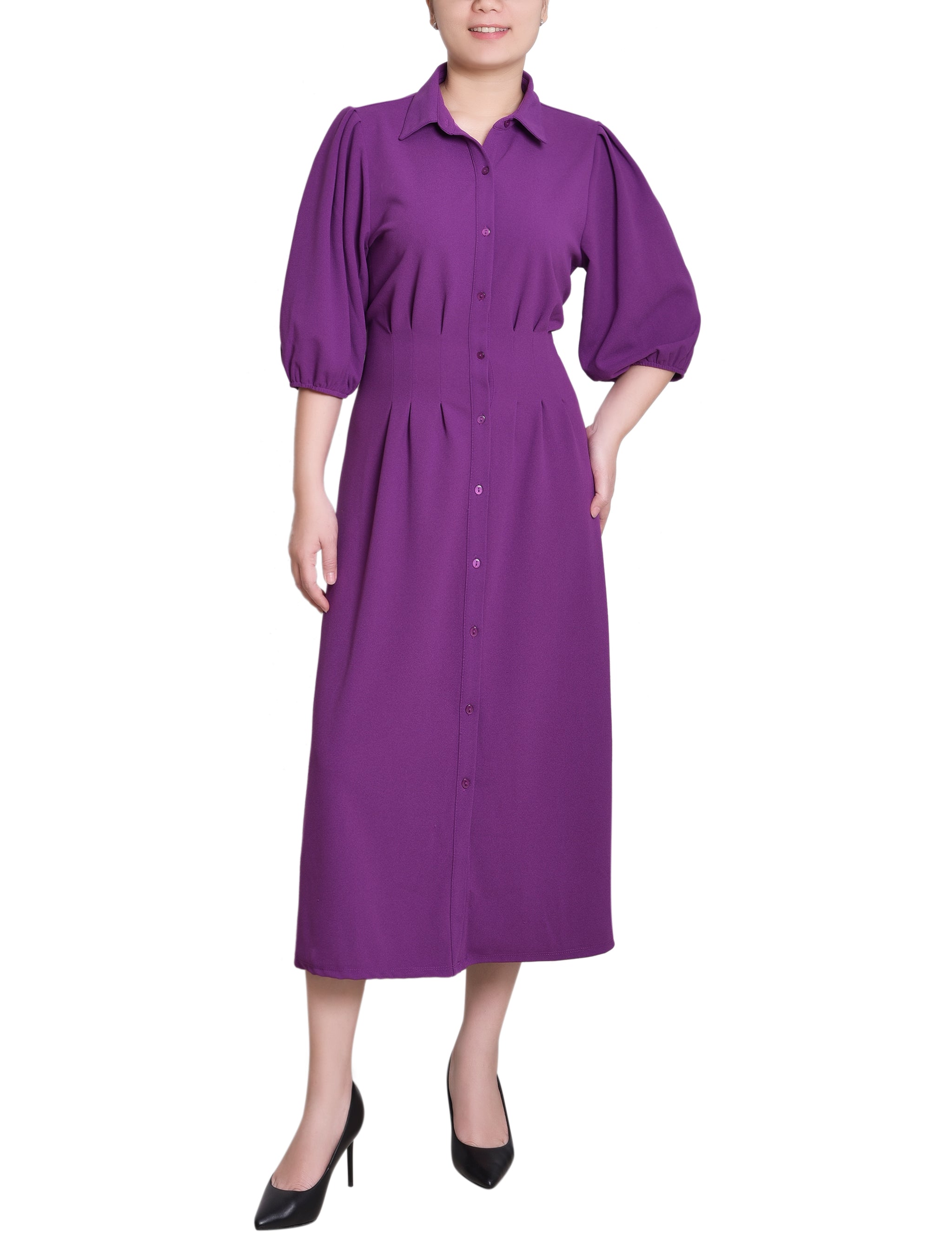 NY Collection Women's Elbow Sleeve Midi Dress - Orchid - Size 12 NY Collection Women's Elbow Sleeve Midi Dress - Orchid - Size 12