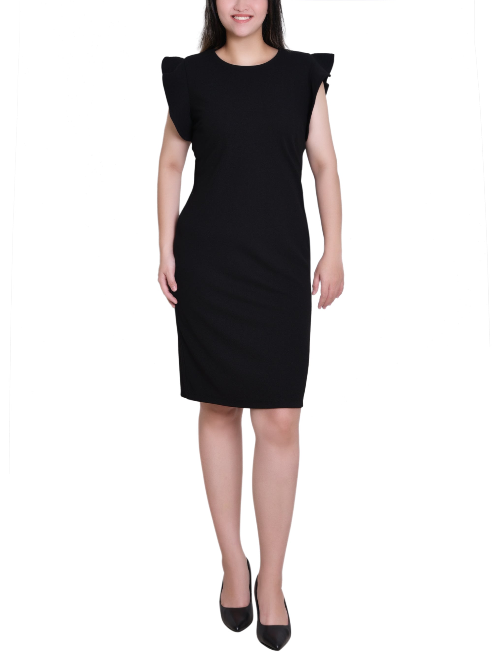 Black Ruffle Sleeve Scuba Dress Dressbarn Black Ruffle Sleeve Scuba Dress Dressbarn