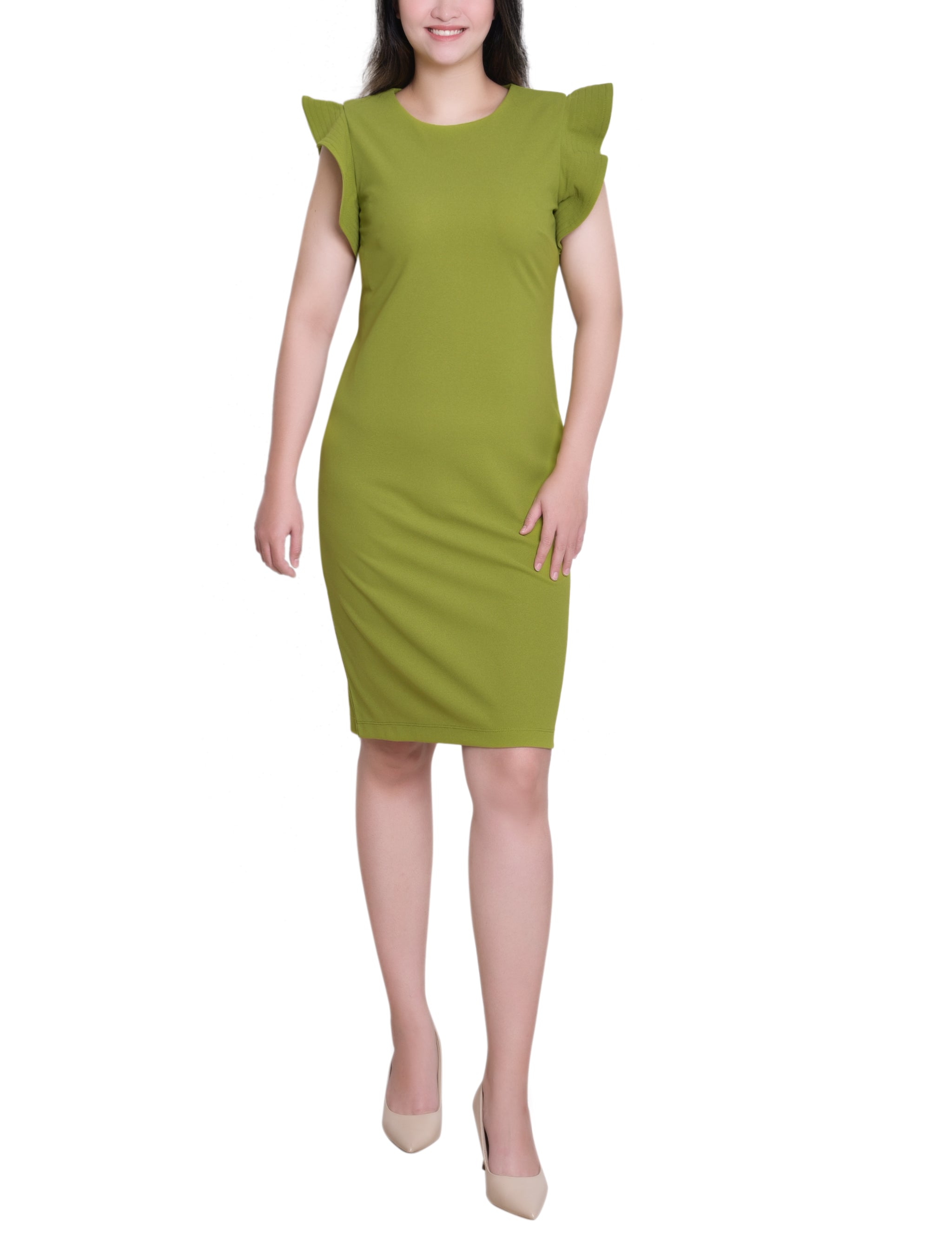 Ruffle Sleeve Scuba Dress Kay Green / 18 Ruffle Sleeve Scuba Dress Kay Green / 18