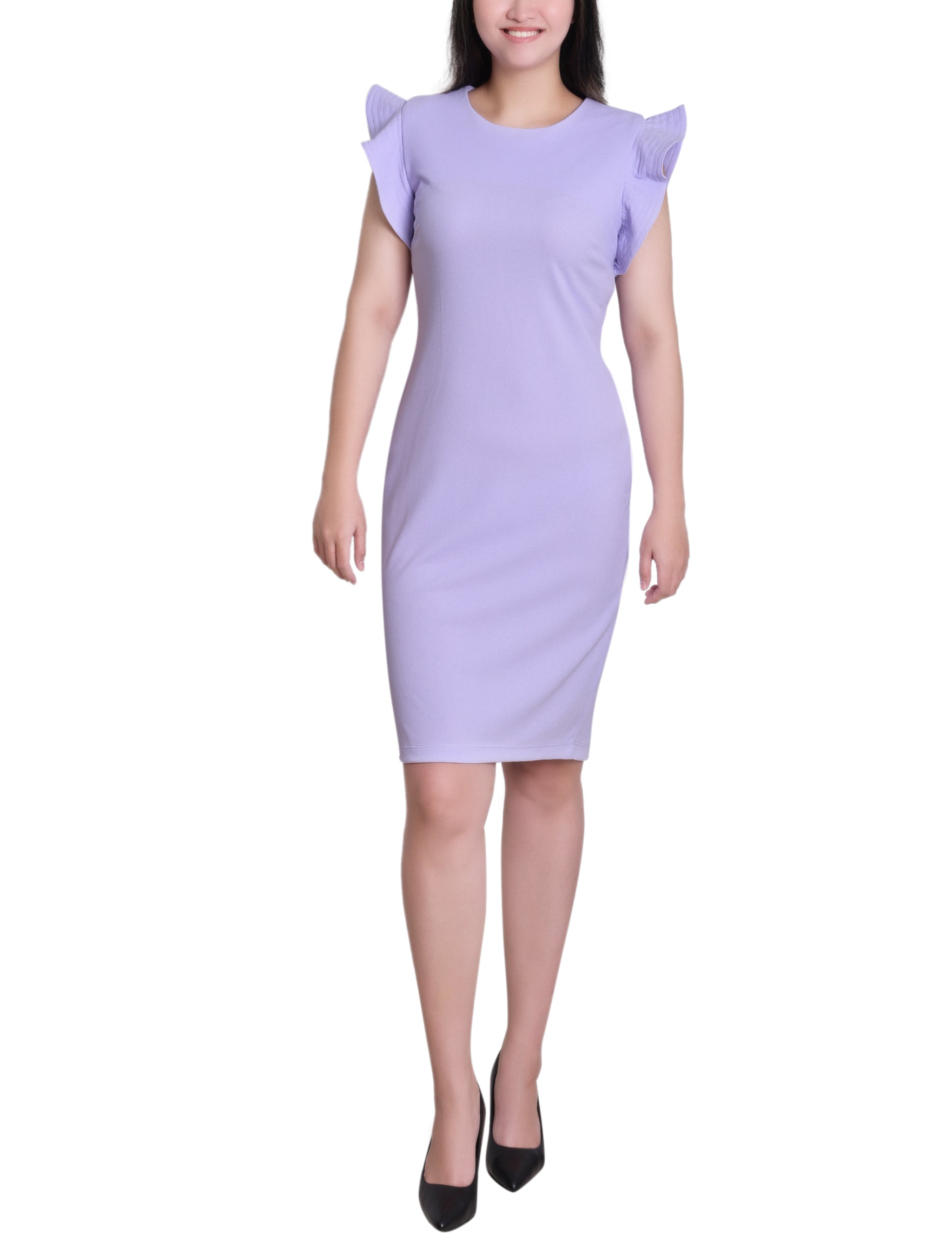 Lilac Ruffle Sleeve Scuba Dress Dressbarn Lilac Ruffle Sleeve Scuba Dress Dressbarn