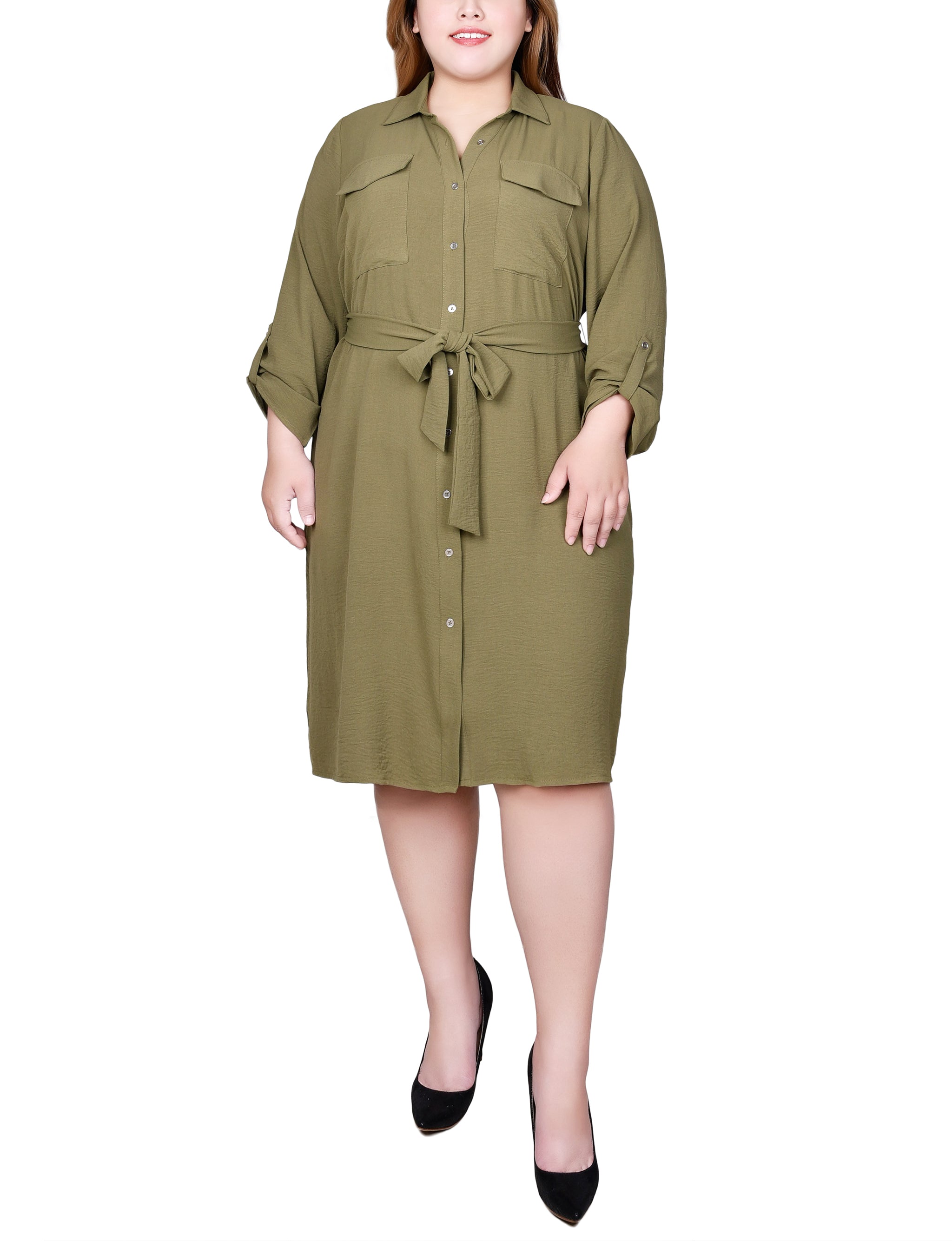 roll tab shirt dress Women's Button Down Shirt Dress Roll Tab Short Sleeve Collared Casual Mini Dress