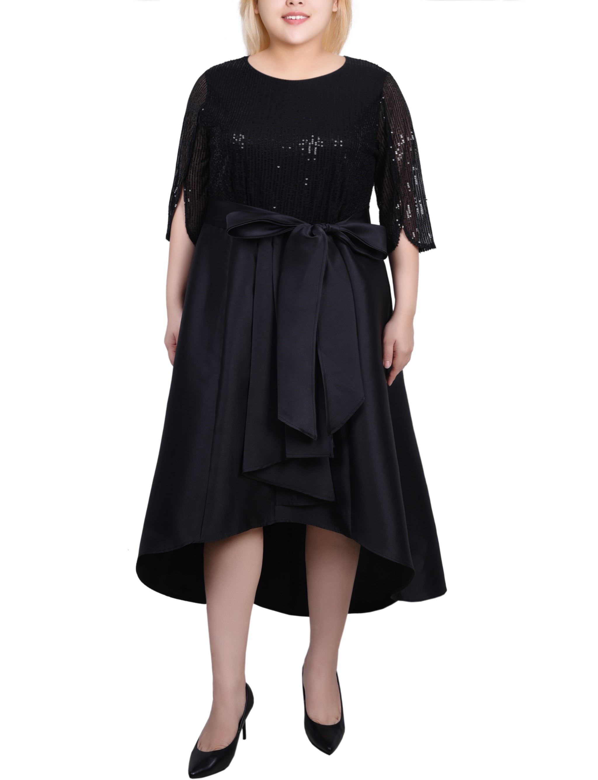 NY Collection Plus Size Sequin and Jacquard Holiday Dress