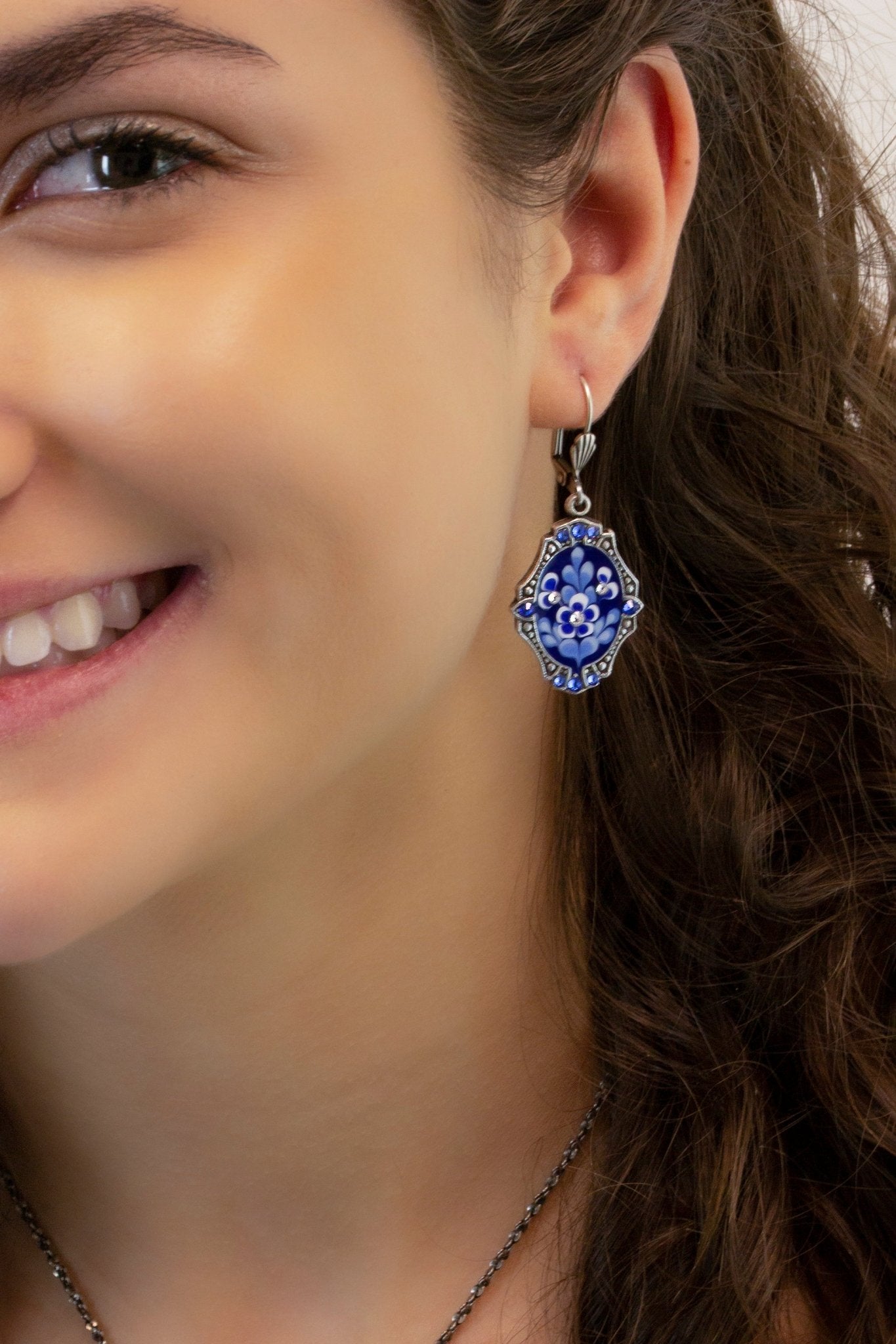 Blue & White Enamel Garden Earrings - DressbarnEarrings
