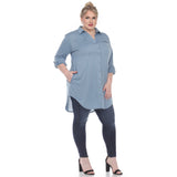 Button Down Stretchy Tunic - Plus - DressbarnShirts & Blouses