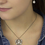 Clear Crystal Filigree Heart Pendant Necklace - DressbarnNecklaces