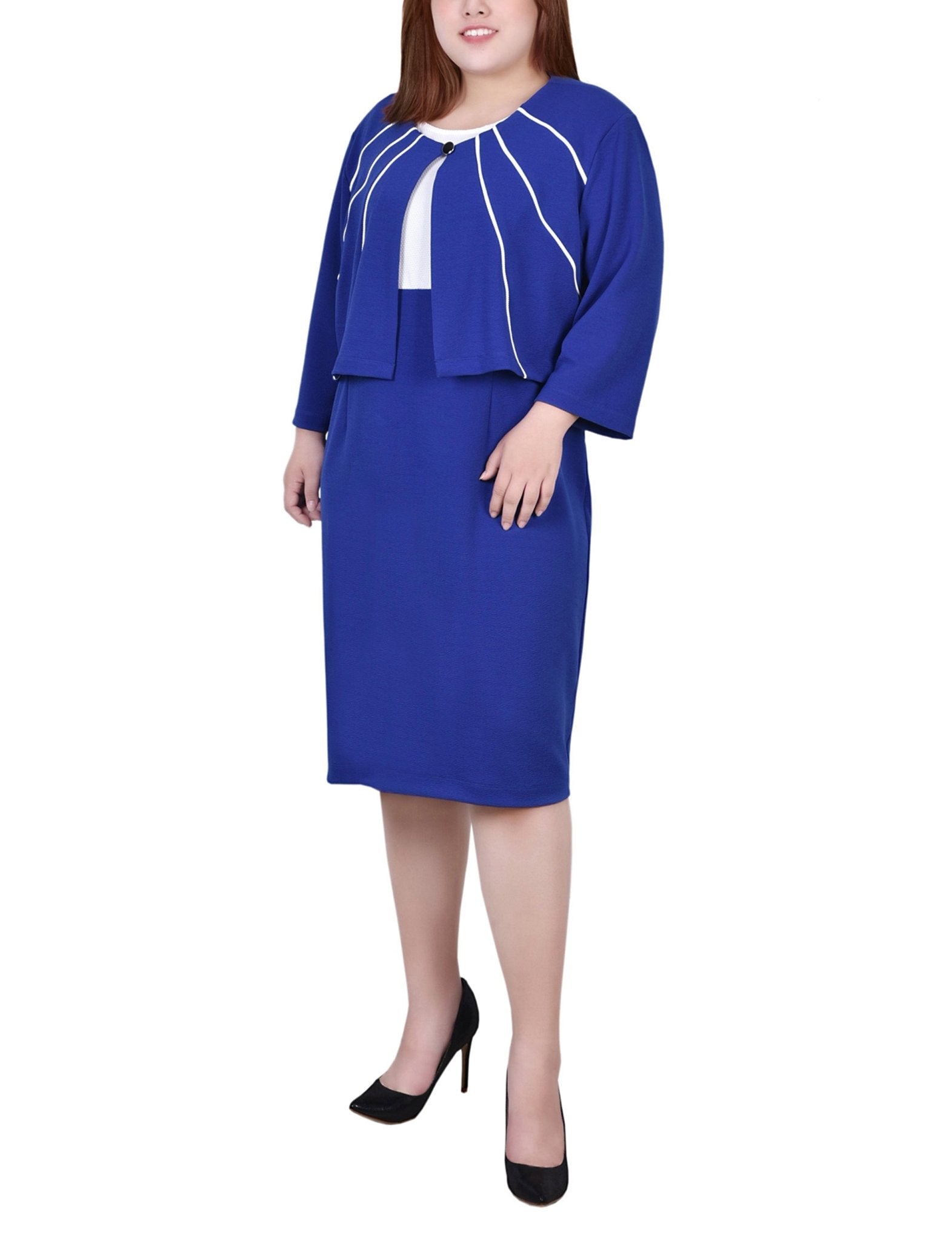 Cobalt 2 Piece Colorblocked Dress Set - Plus Cobalt 2 Piece Colorblocked Dress Set - Plus
