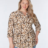 Cocomo Leopard Jacquard Taupe Popover - Plus - DressbarnClothing