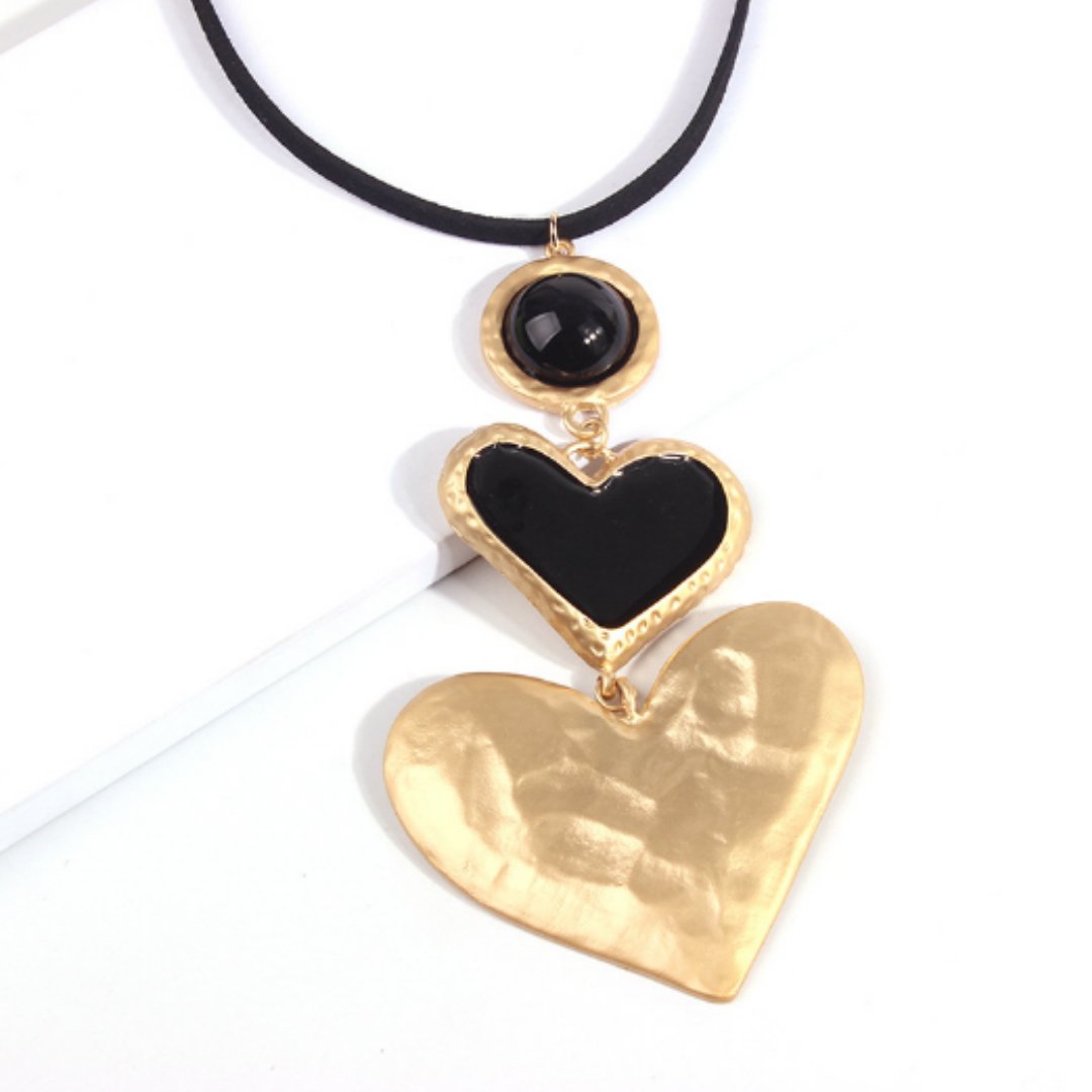 Double Black Heart Necklace - DressbarnNecklaces