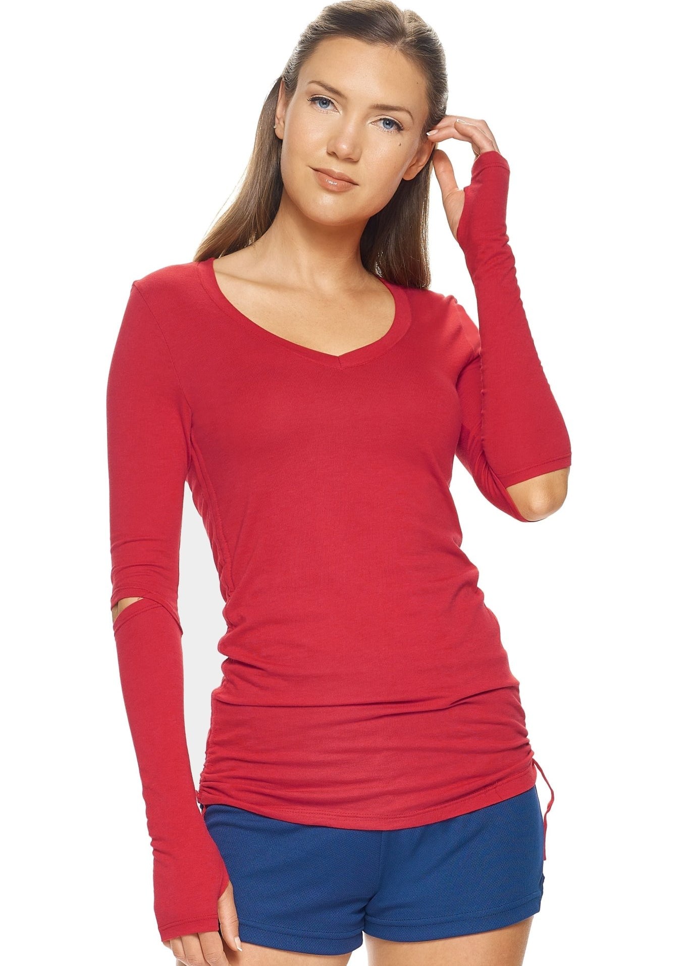 Expert Brand MoCA Plant Based Long Sleeve V-Neck Shirt - Plus - DressbarnActivewear