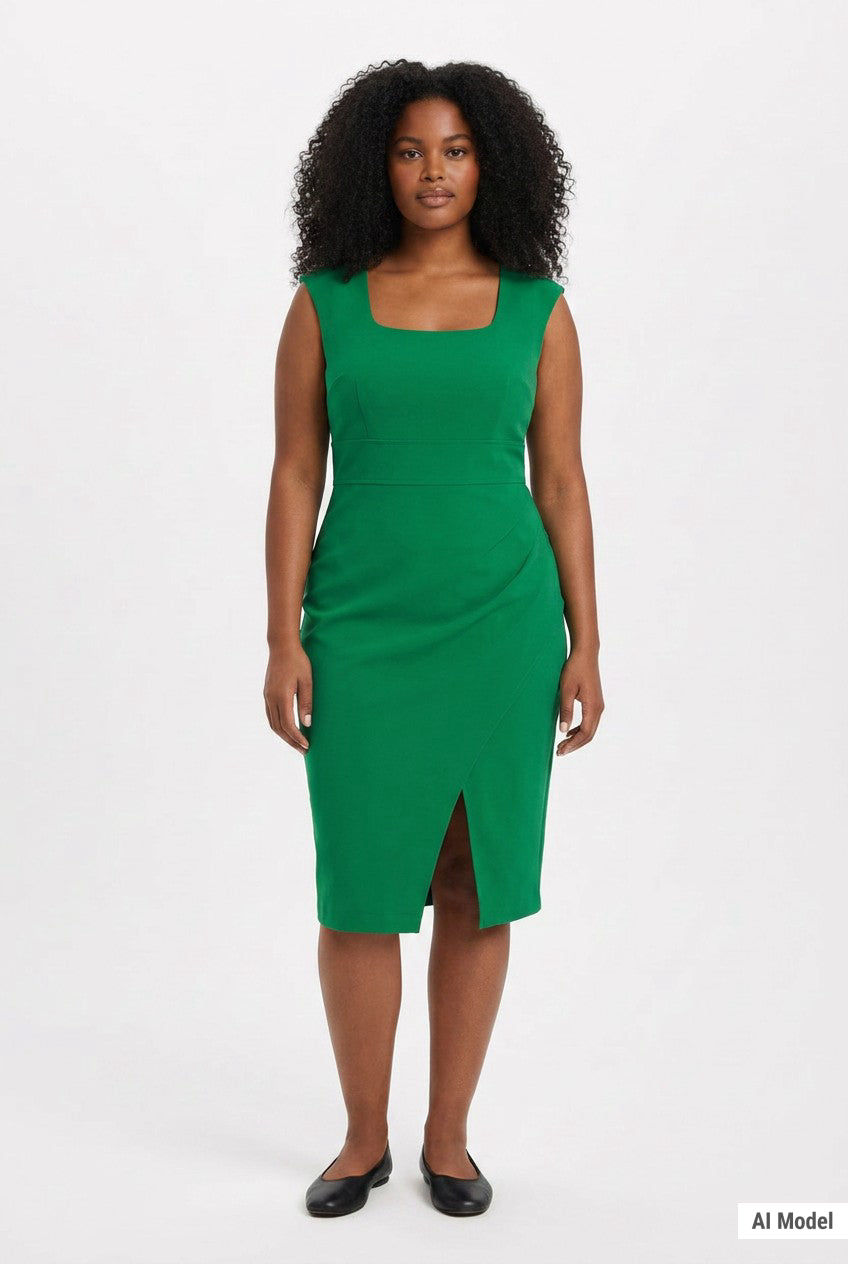 Sleeveless Square Neck Sheath Dress, Plus – Dressbarn