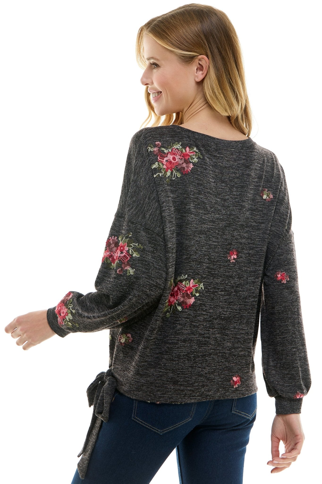 Figueroa & Flower Long Sleeve Embroidered Top - DressbarnShirts & Blouses