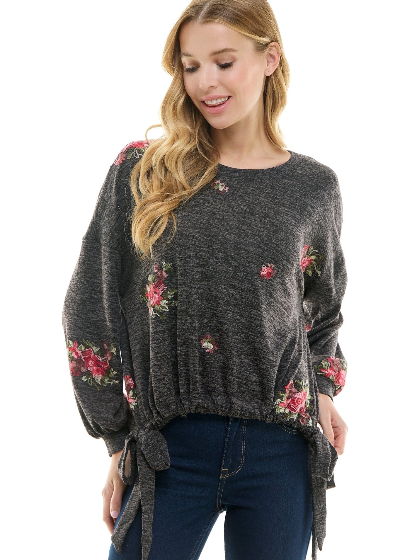 Figueroa & Flower Long Sleeve Embroidered Top - DressbarnShirts & Blouses