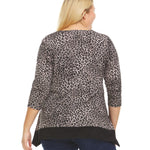 Leopard Print Tunic Top With Solid Color Handkerchief Bottom - Plus - DressbarnShirts & Blouses