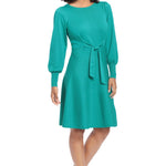 Long Sleeve Tie Front Fit And Flare - DressbarnDresses