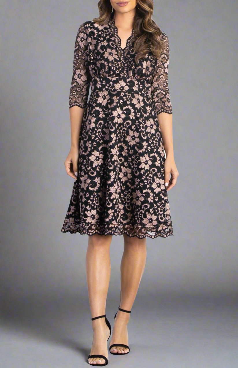 mon cherie lace dress Kiyonna Women's Mon Cherie Floral Lace Cocktail Dress