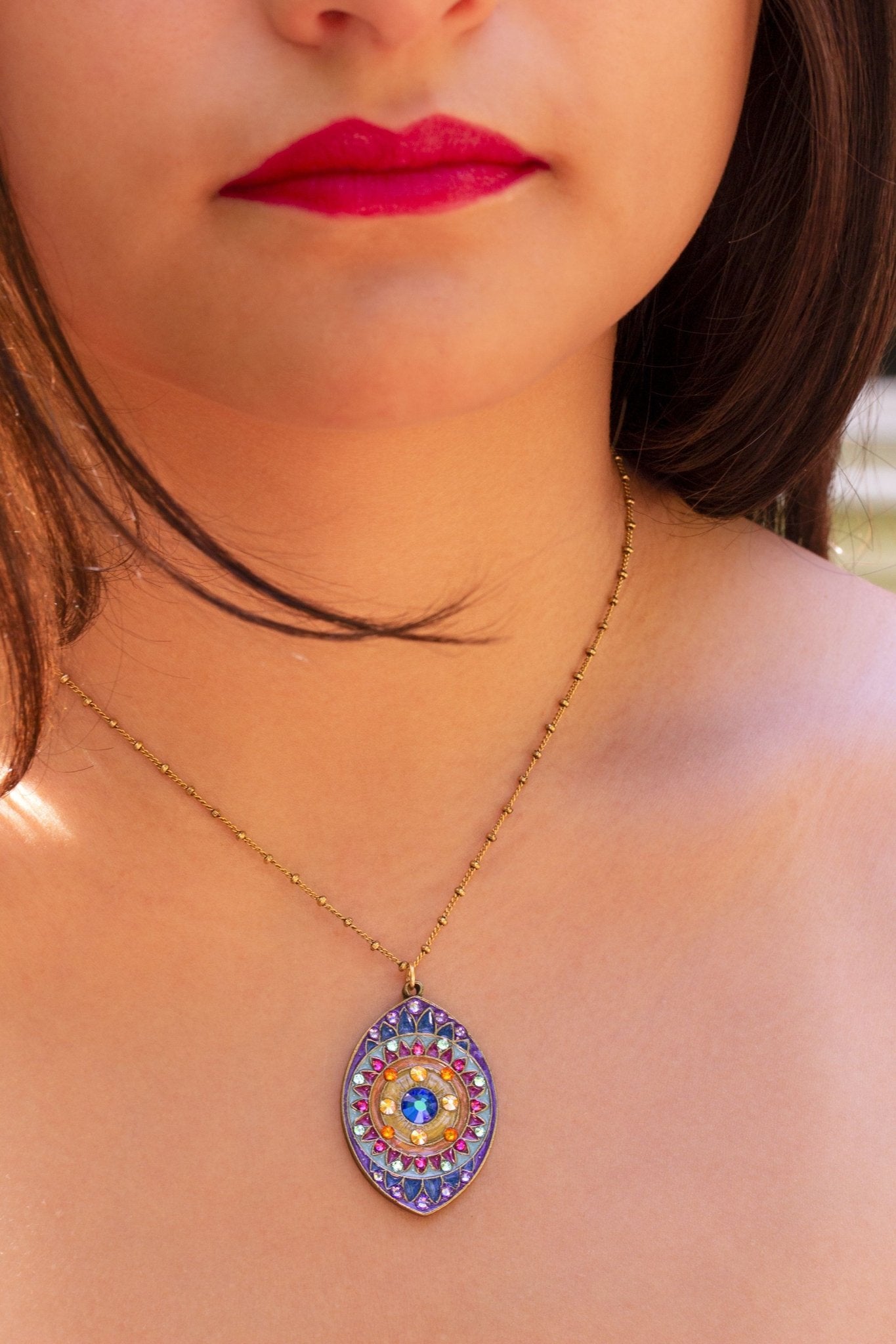 Moroccan Inspired Multi Evil Eye Pendant Necklace - DressbarnNecklaces