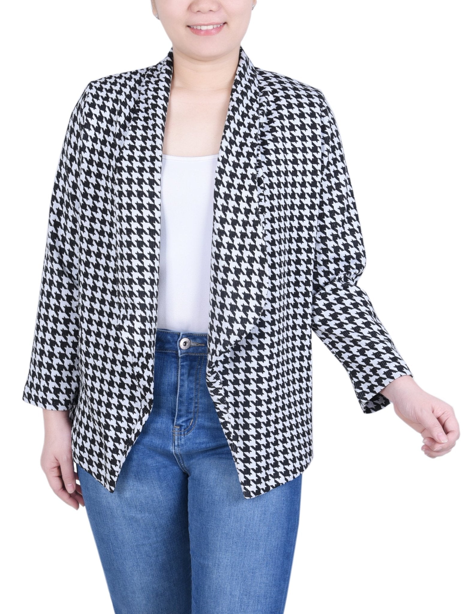 NY Collection Long Sleeve Ponte Jacket - Petite - DressbarnCoats & Jackets