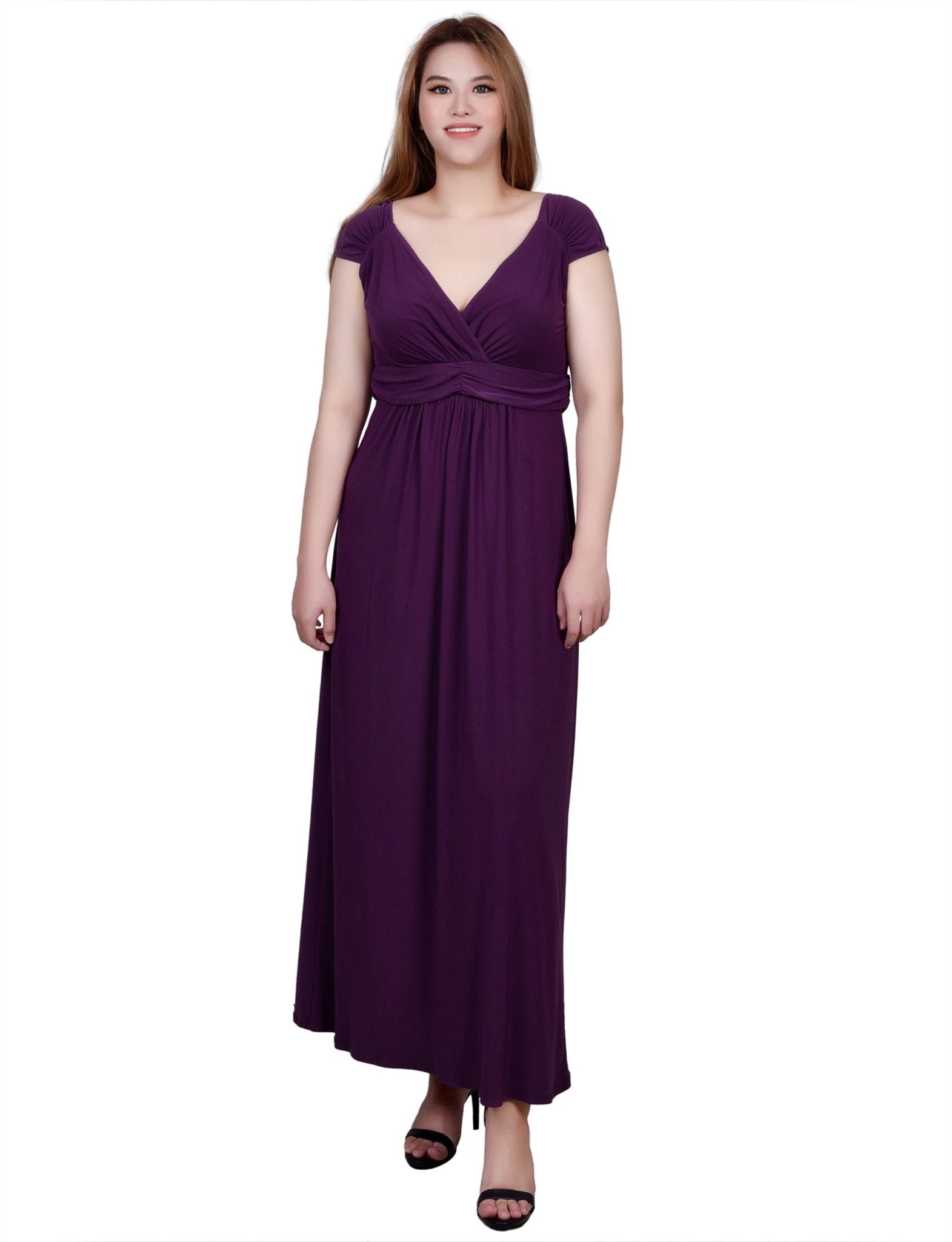 Ruched Empire-Waist Maxi Dress Dressbarn Ruched Empire-Waist Maxi Dress Dressbarn