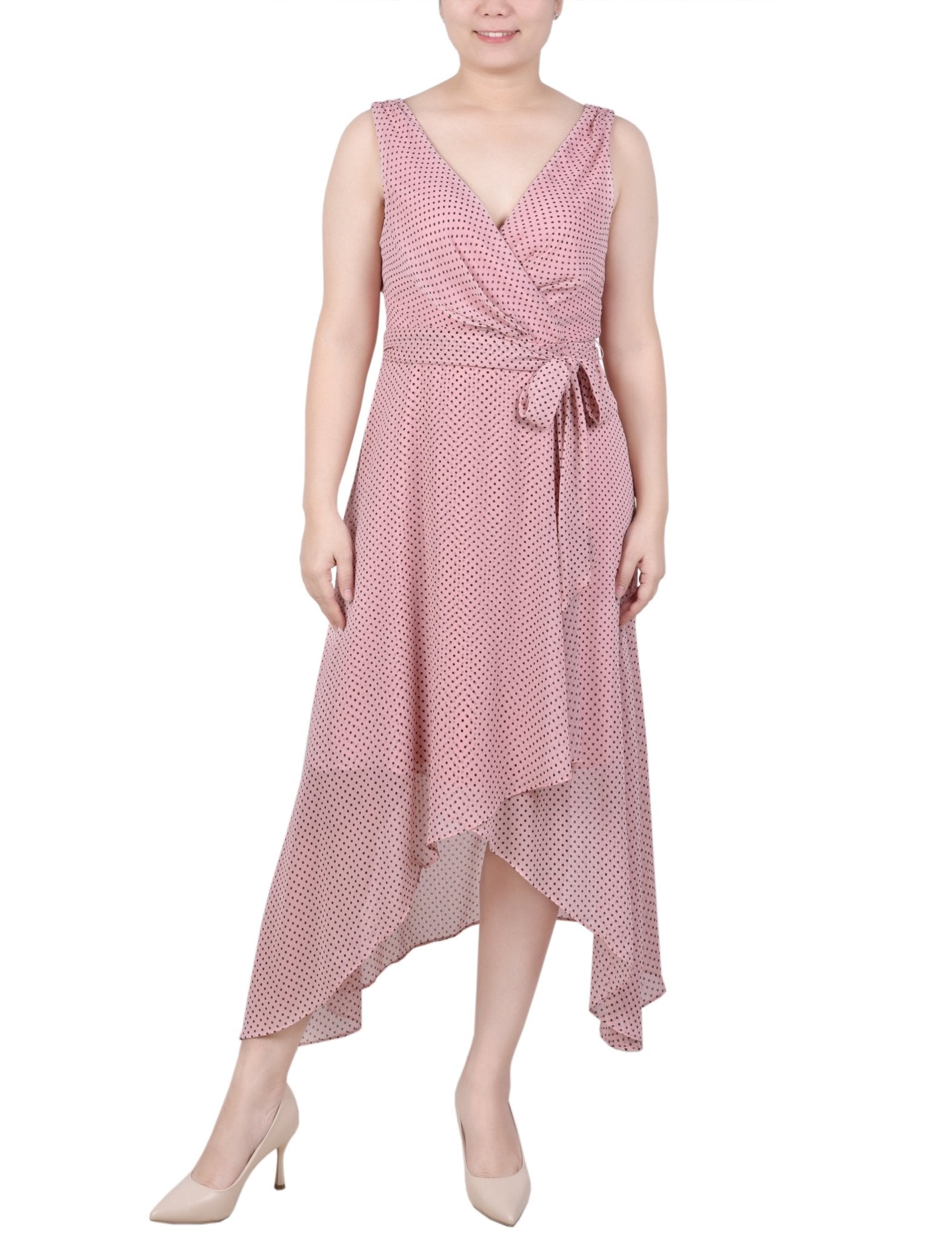 NY Collection Sleeveless Wrap Chiffon Dress - Petite - DressbarnDresses