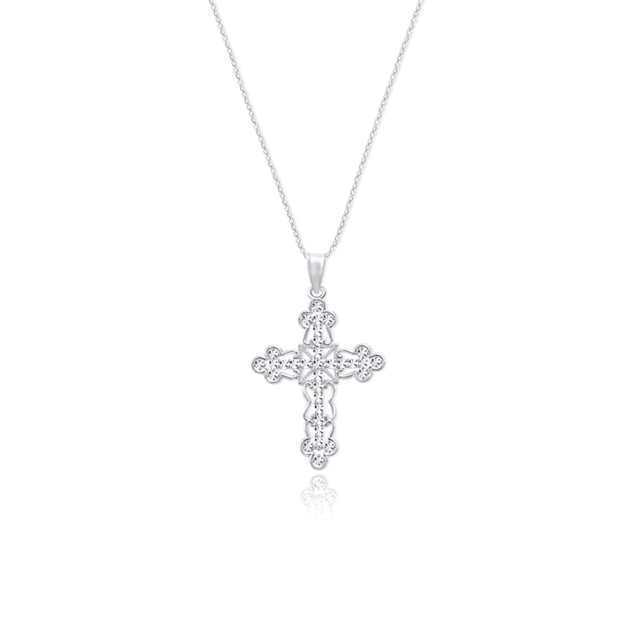Open Lace Cross Pendant Necklace - DressbarnNecklaces