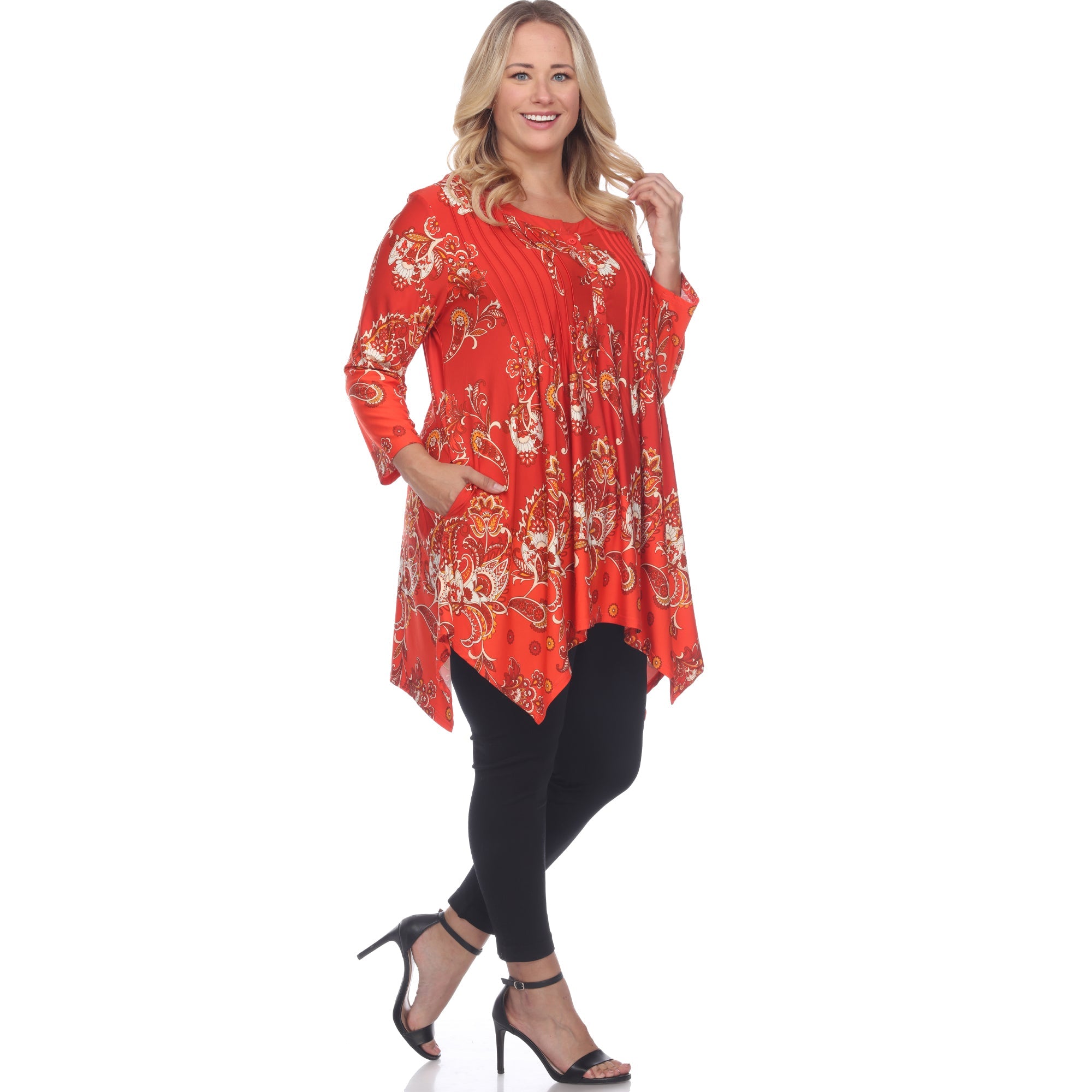 Paisley Scoop Neck Top with Pockets - Plus - DressbarnShirts & Blouses