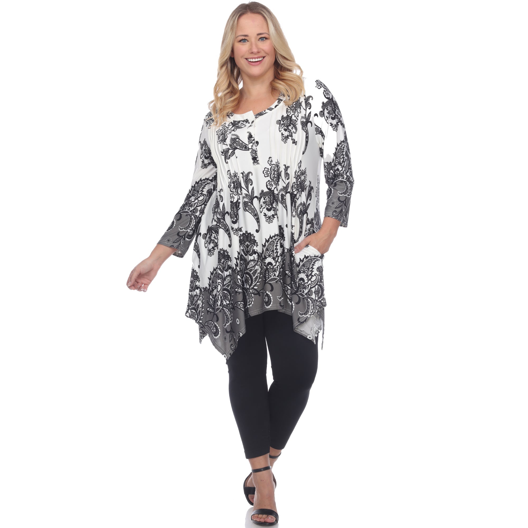 Paisley Scoop Neck Tunic Top with Pockets - Plus - DressbarnShirts & Blouses