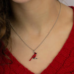 Pave Red Cardinal Pendant Necklace - DressbarnNecklaces