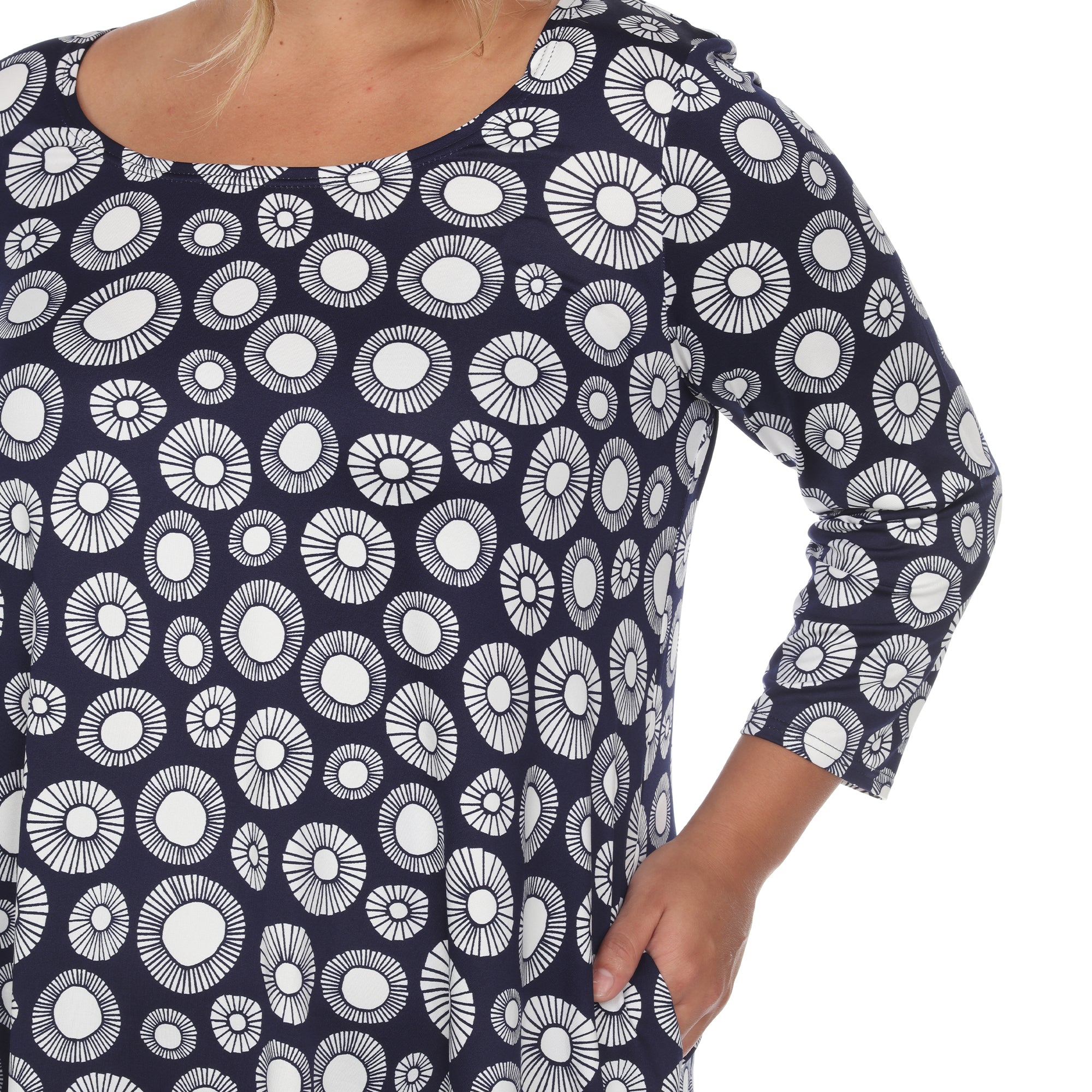 Printed Geometric Circle Tunic Top - Plus - DressbarnShirts & Blouses