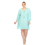 PS Sheer Embroidered Knee Length Cover Up Dress - DressbarnSwimwear