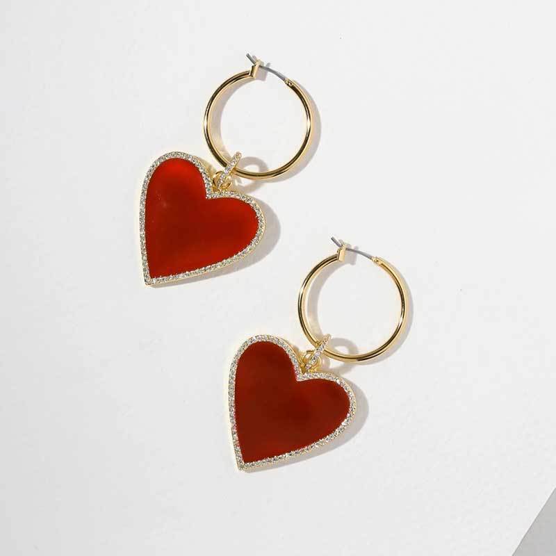 Red Heart Drop Earrings - DressbarnEarrings
