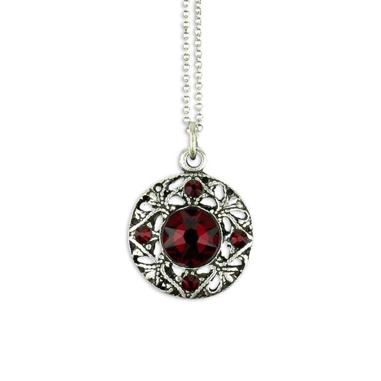 Round Filigree Silvertone Pendant Necklace - DressbarnNecklaces