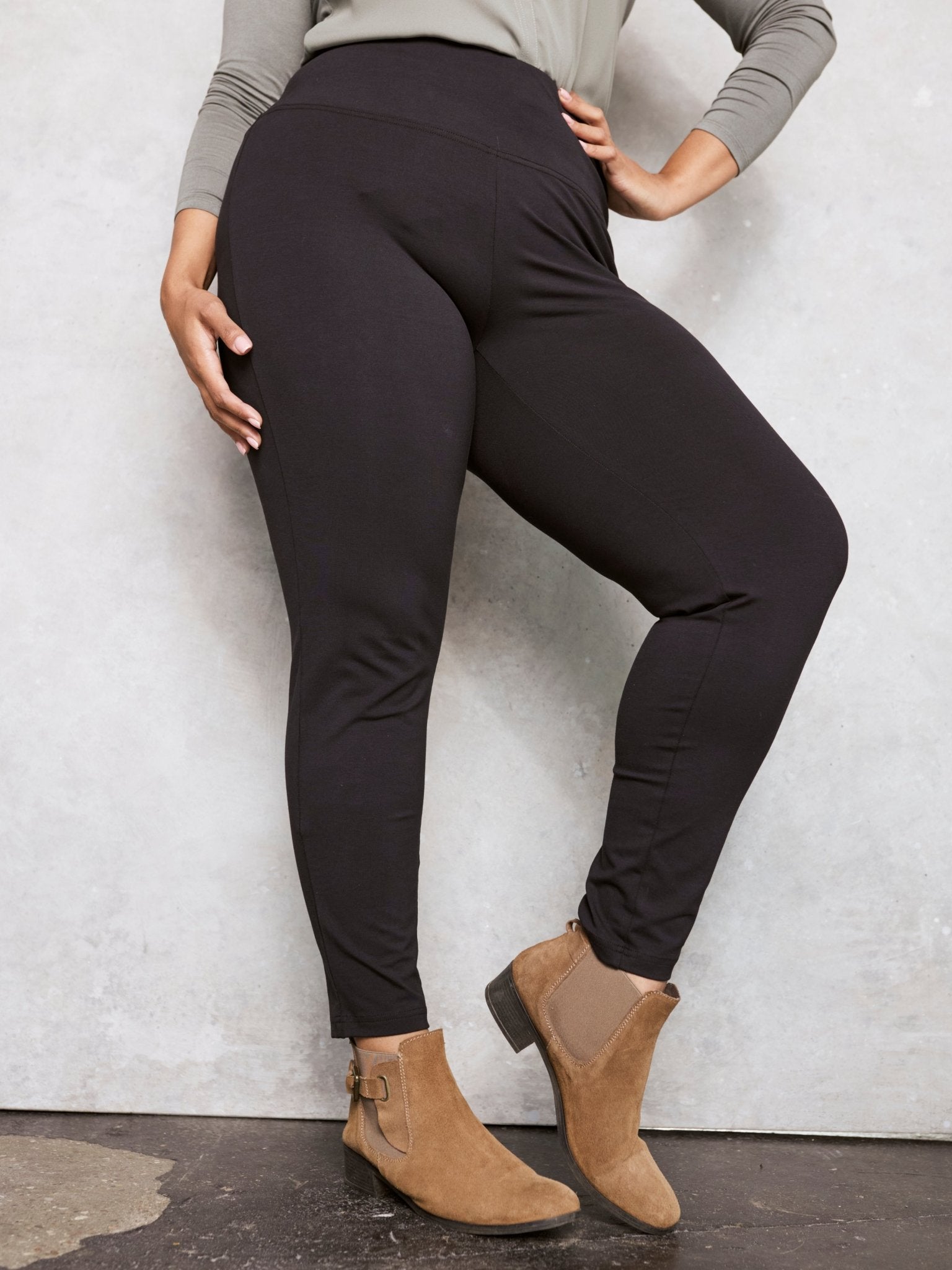 Dressbarn Roz & Ali Women's Stretch Suede Leggings - Black, X-Large