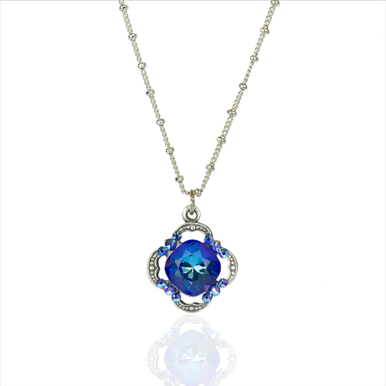 Scalloped Blue Pendant Necklace - DressbarnNecklaces
