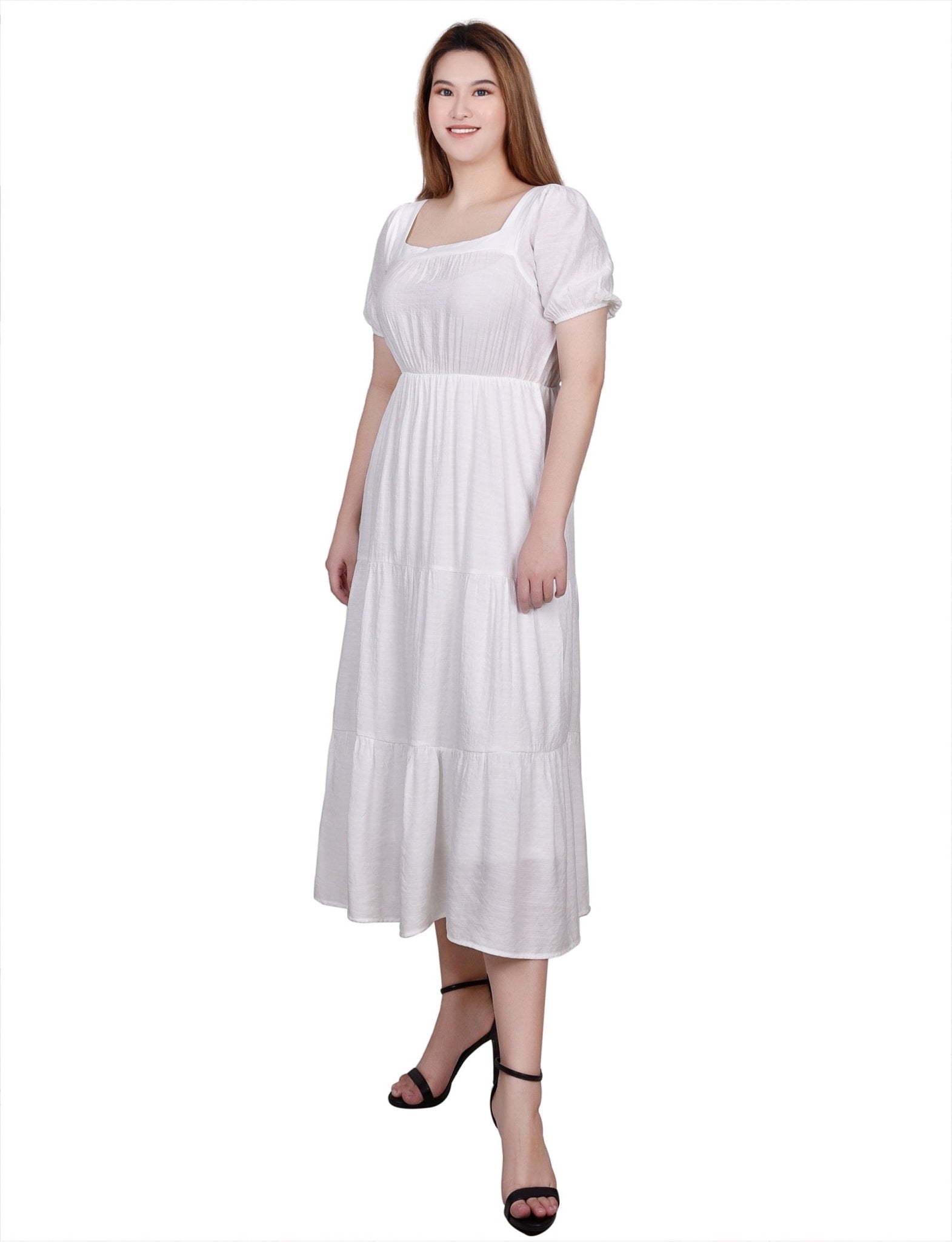 Short Sleeve Tiered Midi Dress - DressbarnDresses