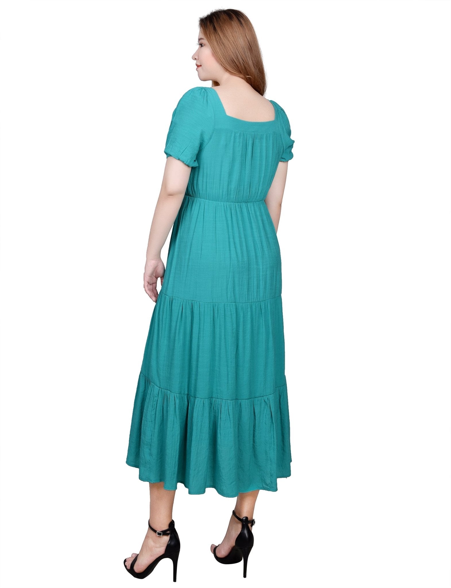 Short Sleeve Tiered Midi Dress - Petite - DressbarnDresses