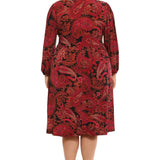 V-Neck Smocked Bishiop Sleeve Midi Dress - Plus - DressbarnDresses